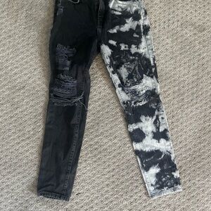 Black and Gray Flare Wide Leg Jeans